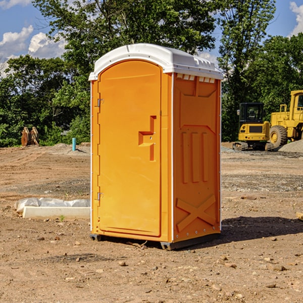 how often are the portable restrooms cleaned and serviced during a rental period in Deep River Center